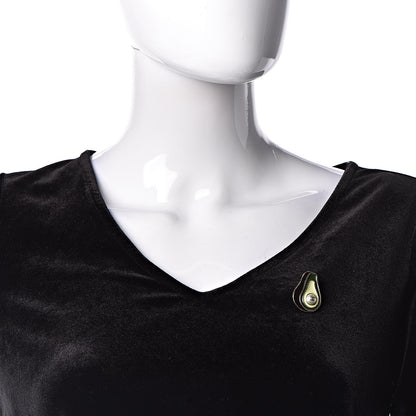 Chanel Resin Pearl CC Avocado Brooch Green Light Gold 2 of 7