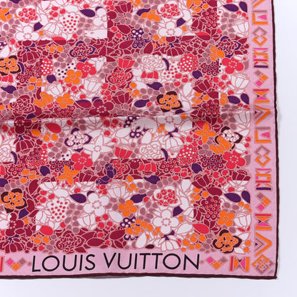 Louis Vuitton Silk Floral Print Square Scarf Pink 2 of 3