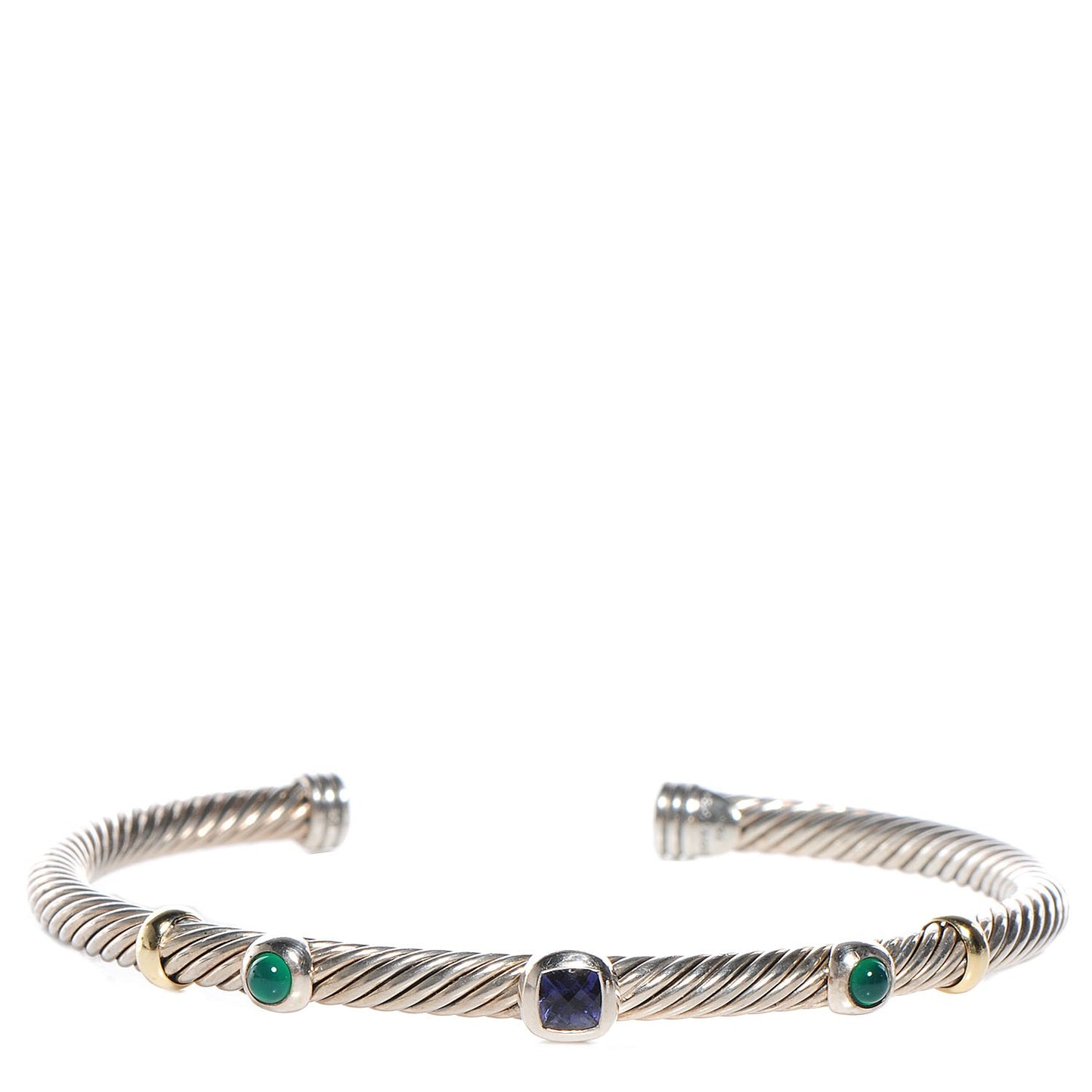 Sterling 18k Gold Iolite Onyx 4mm Renaissance Bracelet