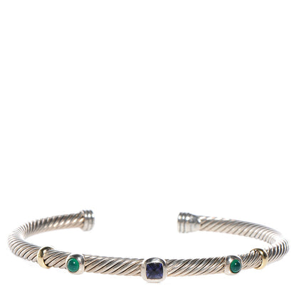 David Yurman Sterling 18k Gold Iolite Onyx 4mm Renaissance Bracelet 1 of 6