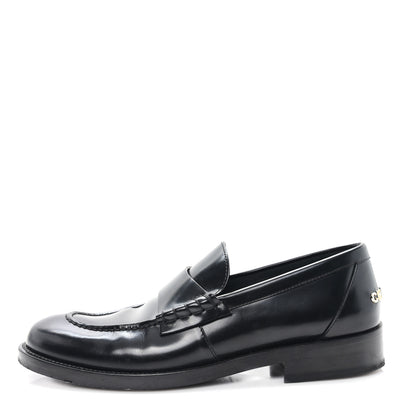 Chanel Shiny Calfskin Logo Loafers 38.5 Black 1 of 8