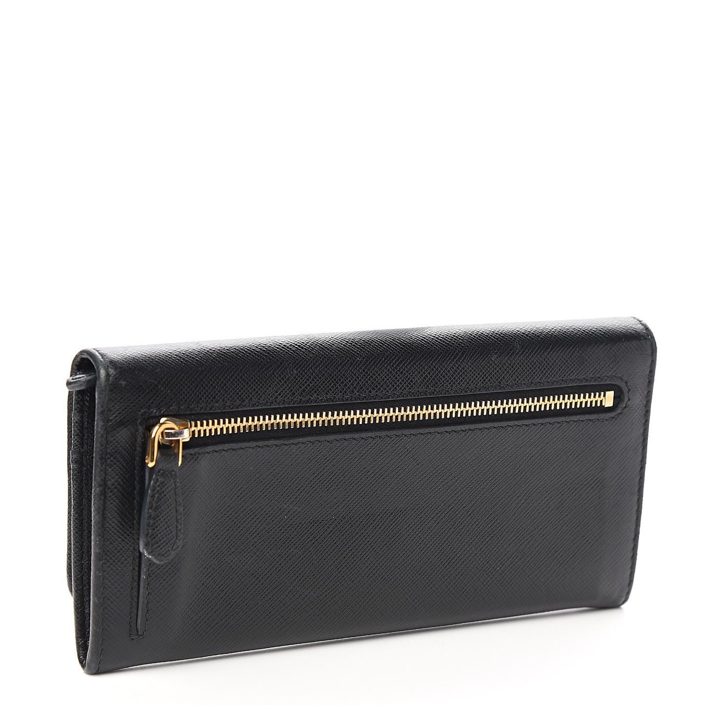 Saffiano Metal Continental Flap Wallet Black