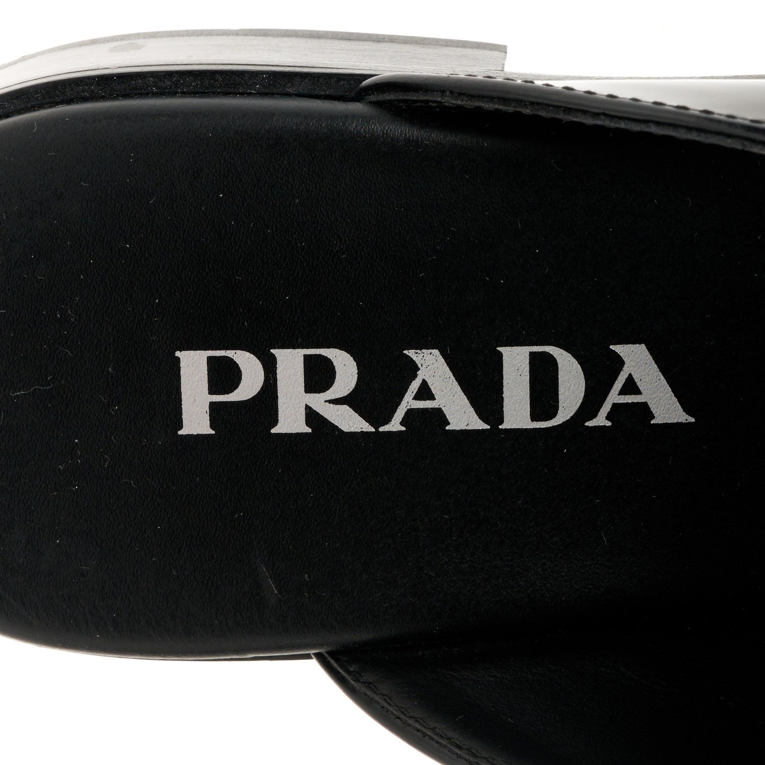 Prada Spazzolato Triangle 40mm Loafer Mules 37.5 Black 7 of 9