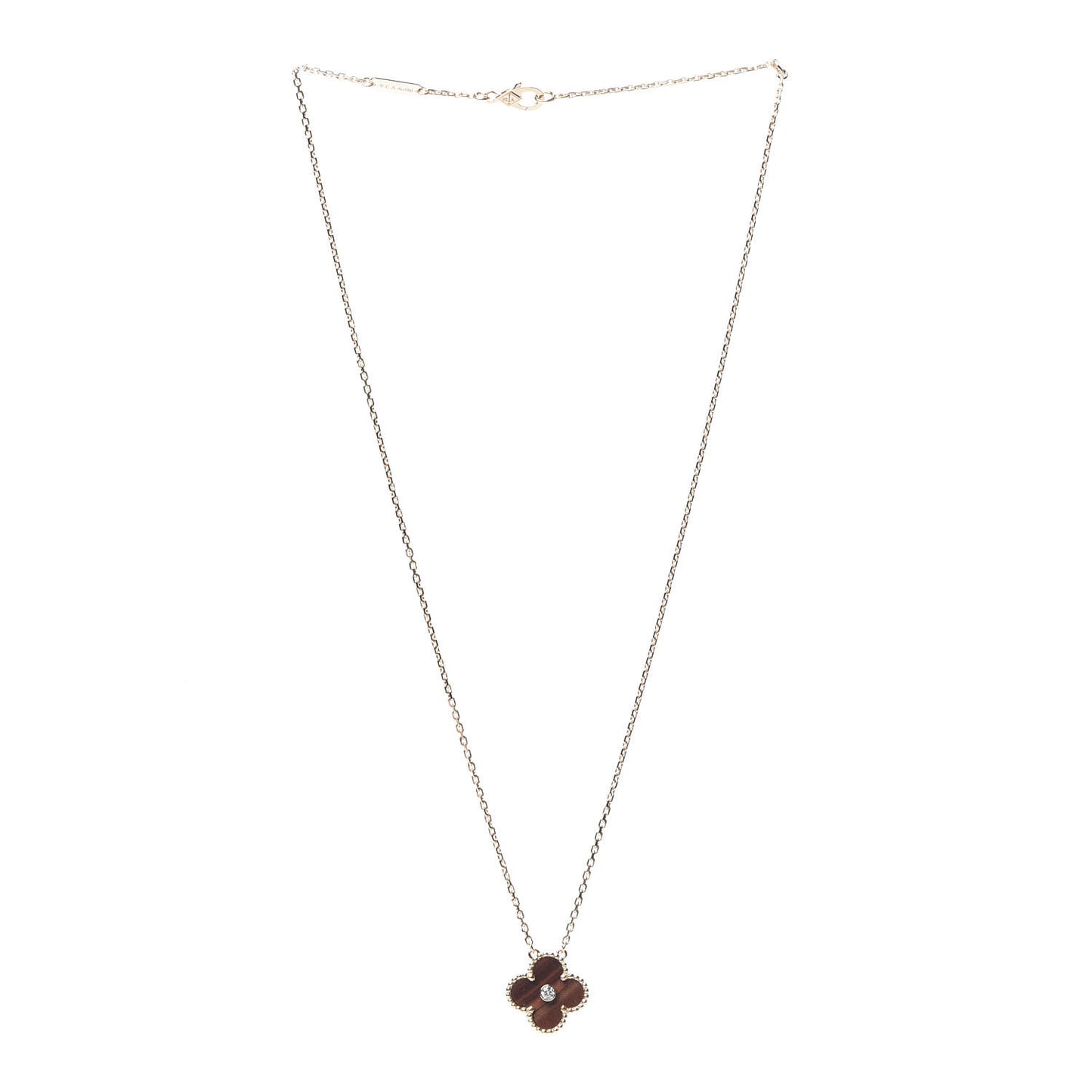 18K Rose Gold Diamond Bulls Eye Vintage Alhambra Pendant Necklace