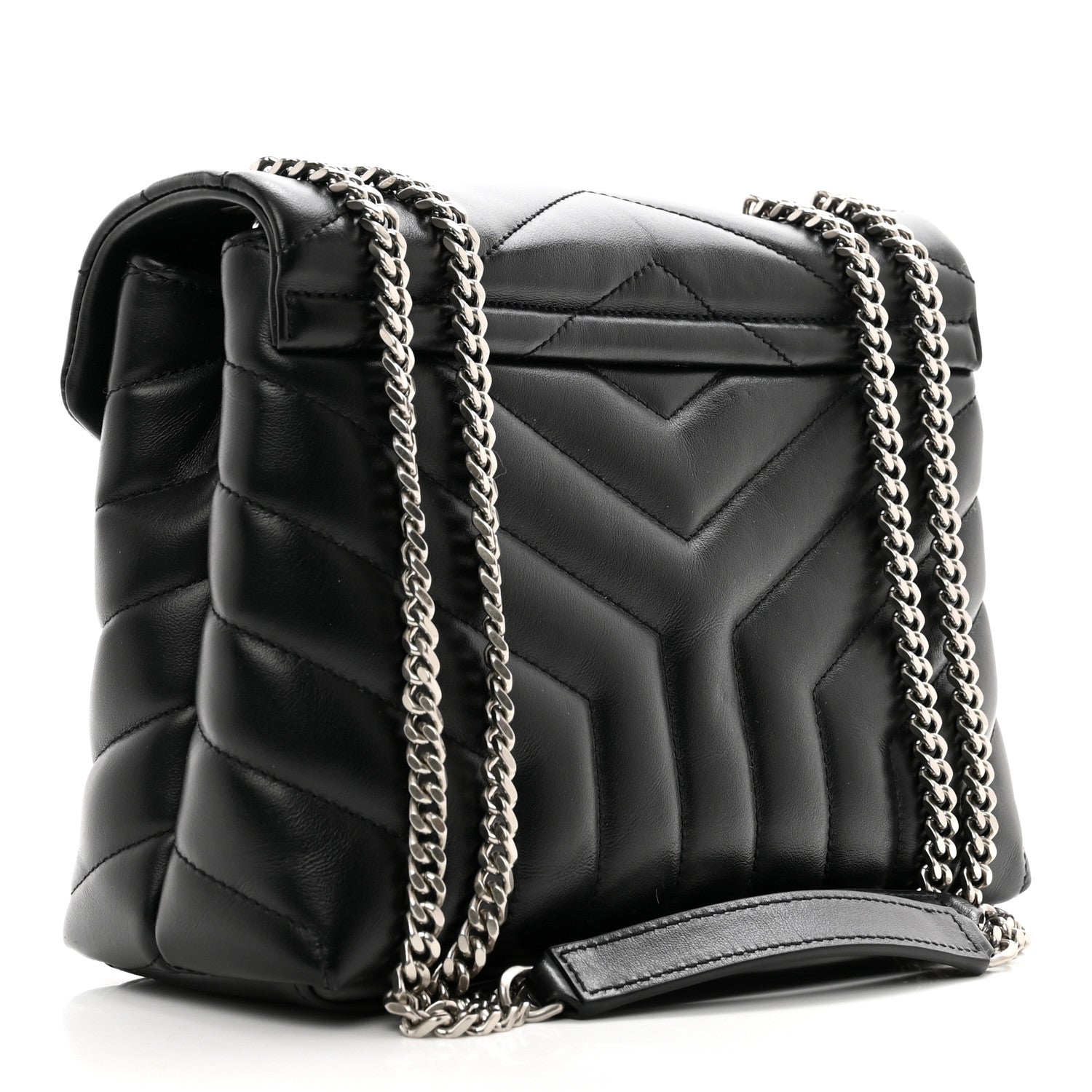 Saint Laurent Calfskin Y Quilted Monogram Small Loulou Chain Satchel Black 3 of 10