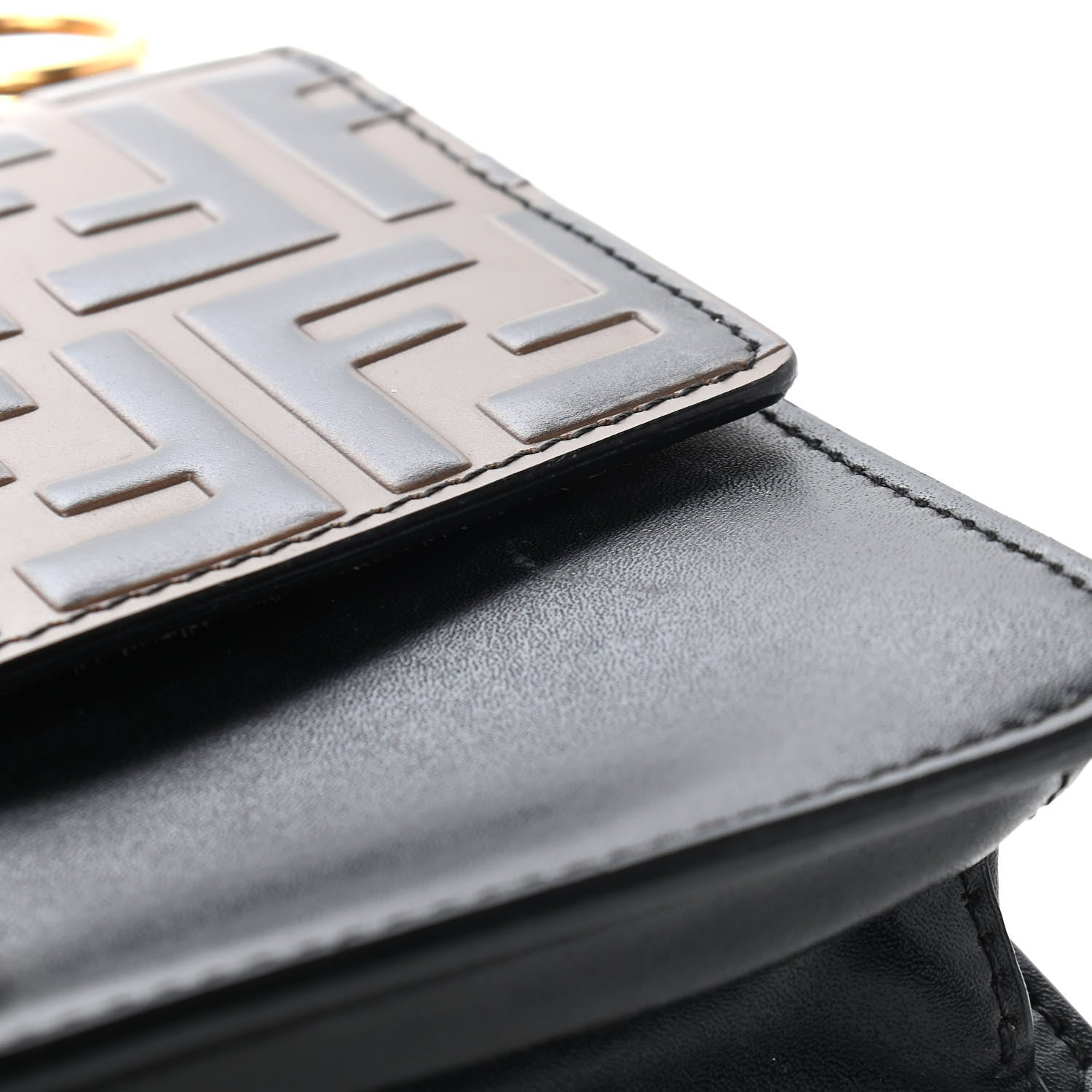 Fendi Vitello Liberty Bi-Color FF 1974 Embossed Small Kan I Shoulder Bag Black Maya 8 of 10