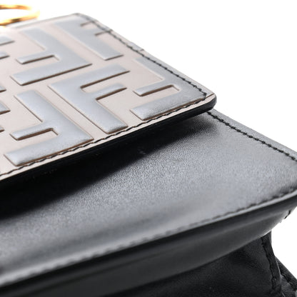 Fendi Vitello Liberty Bi-Color FF 1974 Embossed Small Kan I Shoulder Bag Black Maya 8 of 10