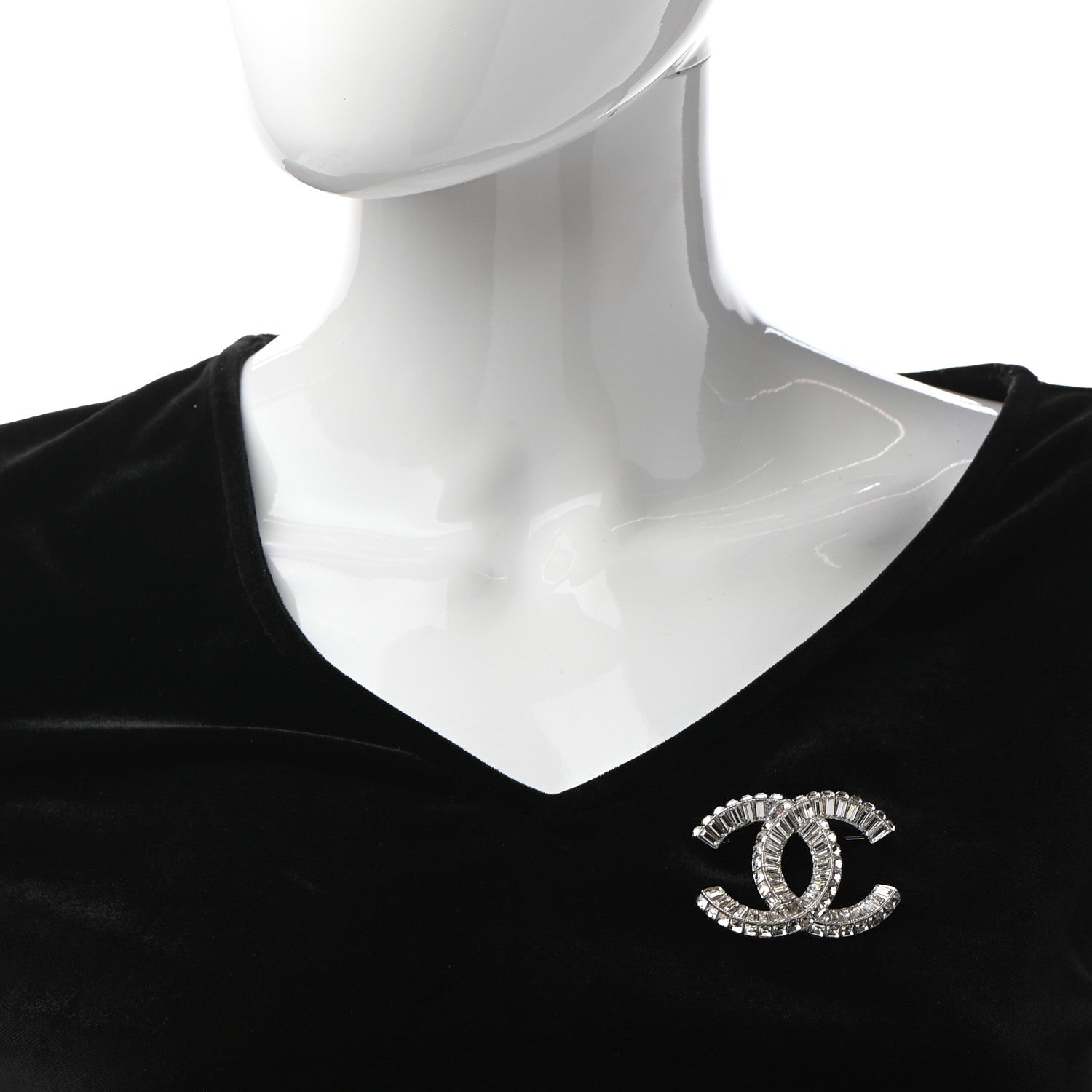 Chanel Baguette Crystal CC Brooch Silver 5 of 5