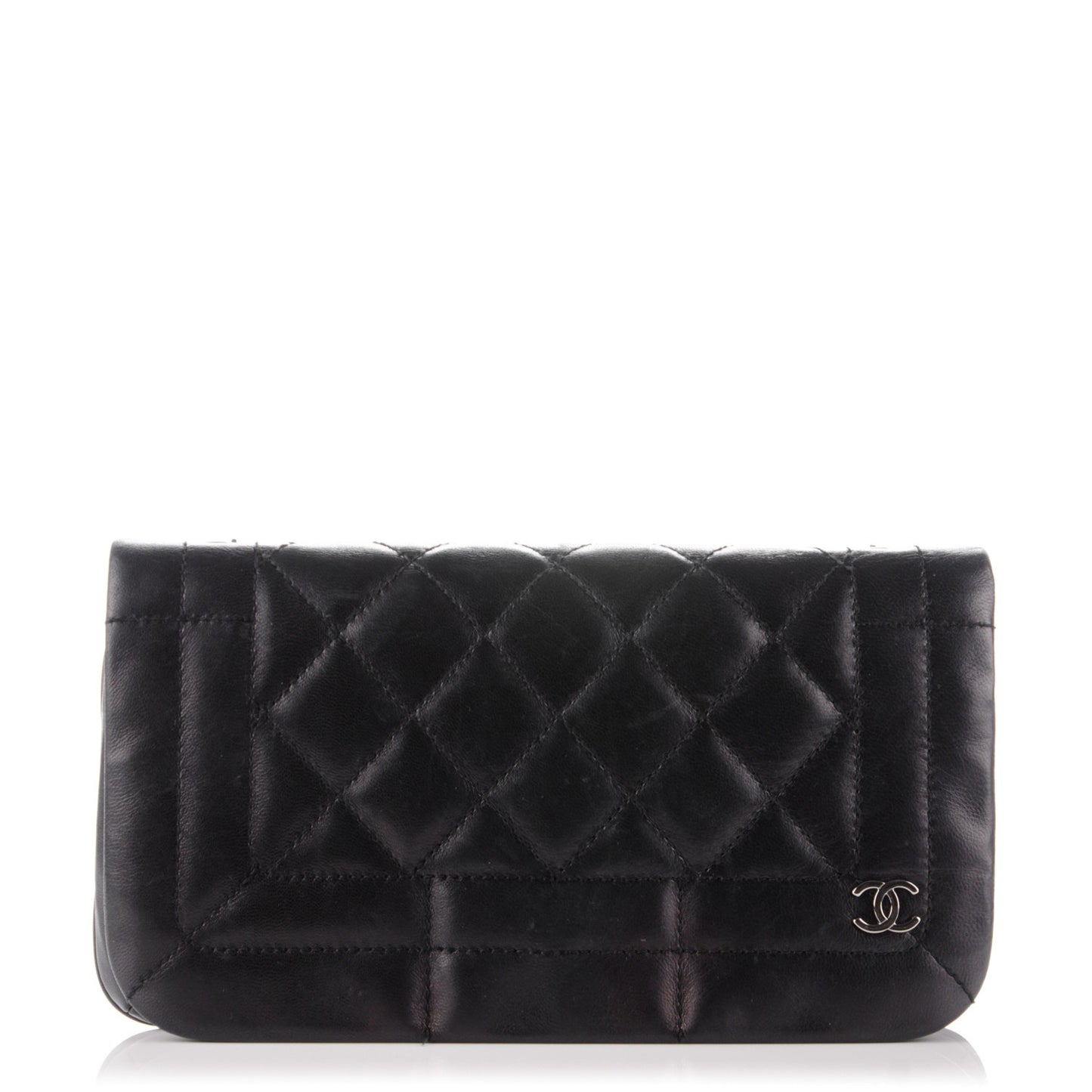 Lambskin Quilted Shoulder Flap Black