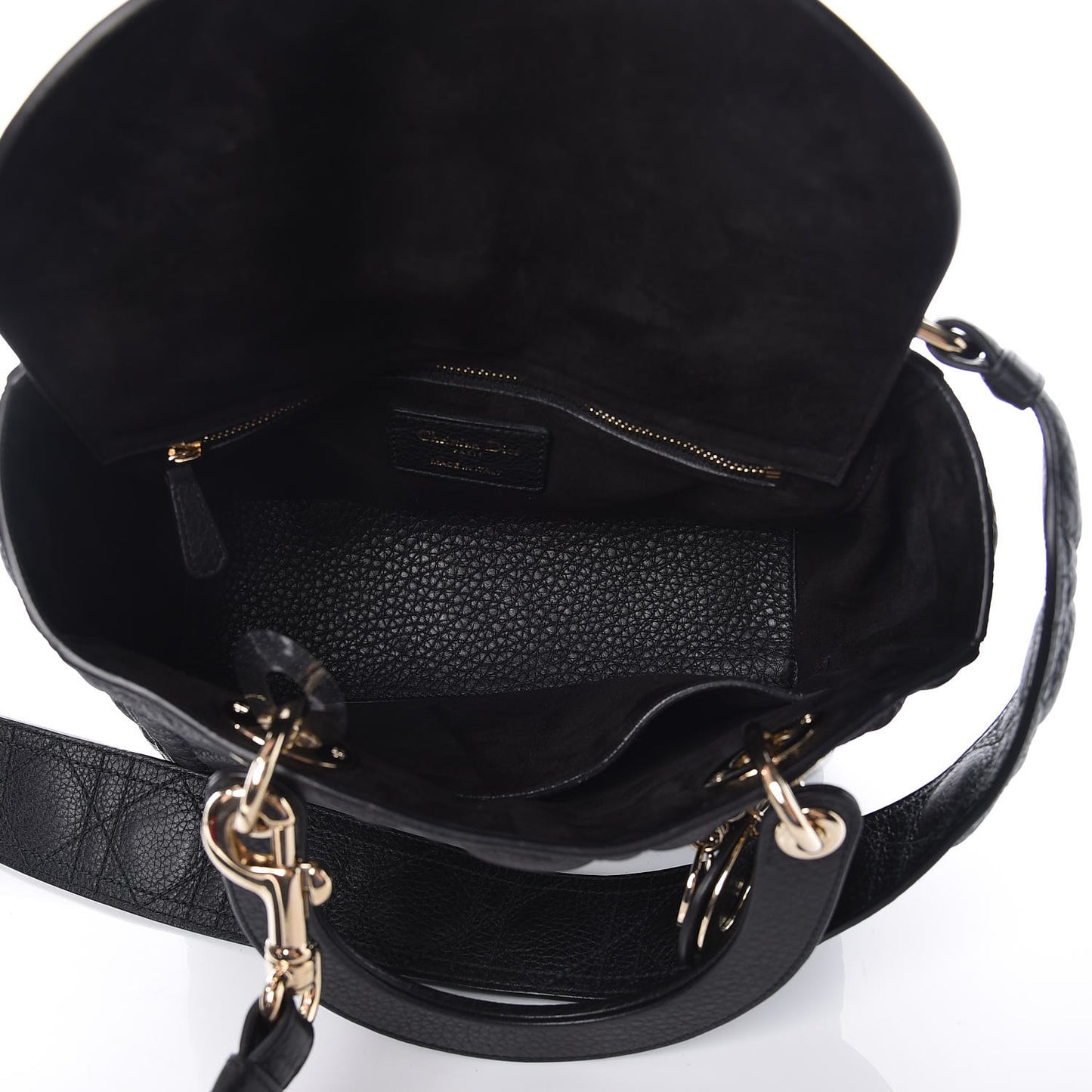 Grained Calfskin Cannage Medium Supple Lady Dior Black