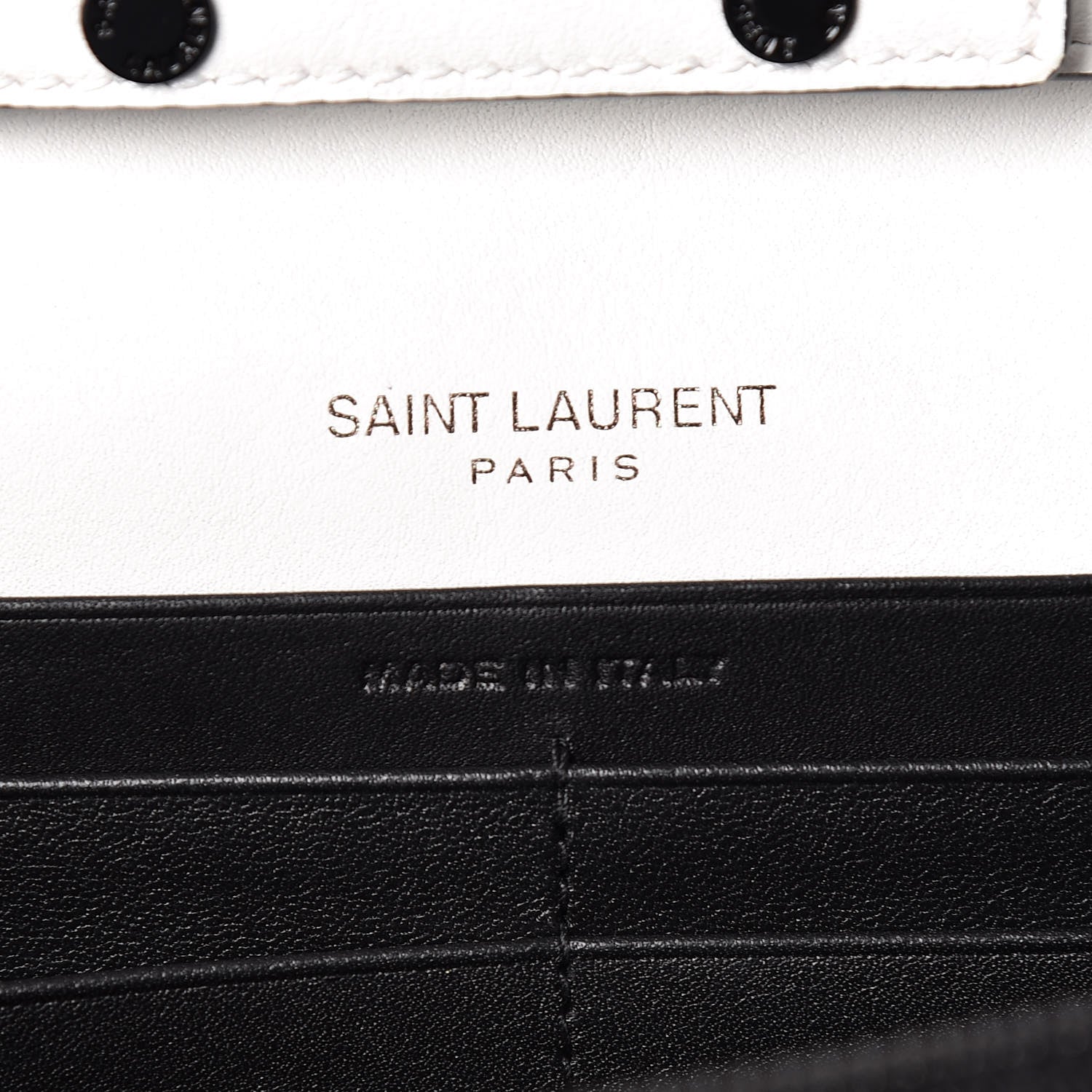 Saint Laurent Grain De Poudre Square Dot Print Monogram Chain Wallet White Matte Black 6 of 8