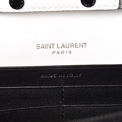 Saint Laurent Grain De Poudre Square Dot Print Monogram Chain Wallet White Matte Black 6 of 8