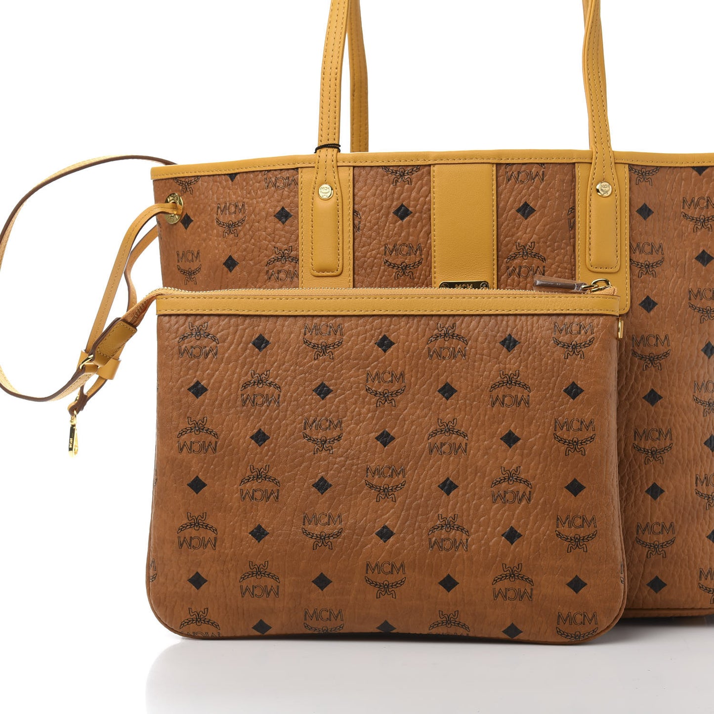 Visetos Medium Liz Reversible Shopper Tote Cognac Yellow