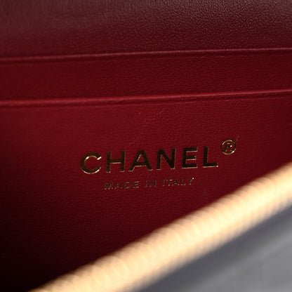 Chanel Calfskin Crocodile Embossed Top Handle Vanity Case With Chain Black Grey 6 of 11