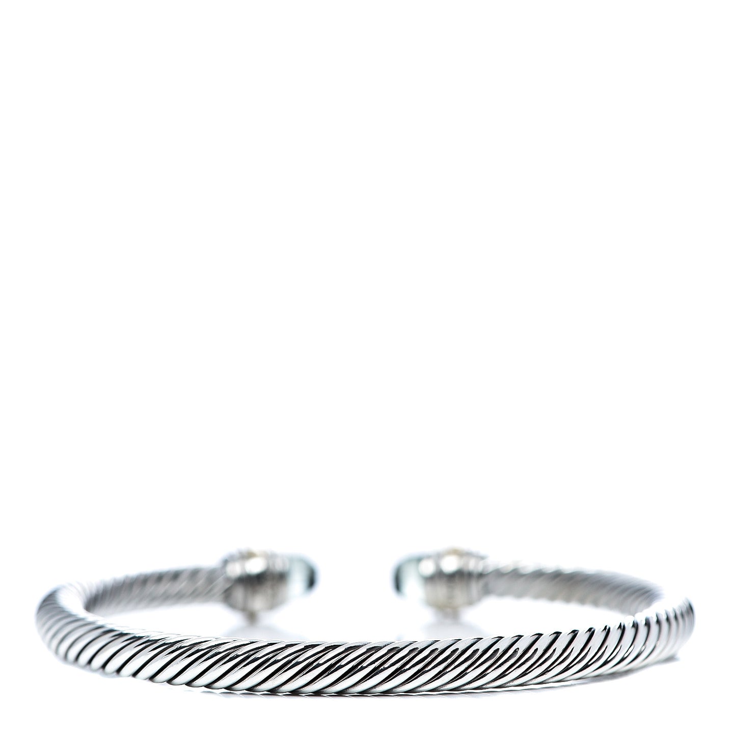 Sterling Silver 14K Yellow Gold Prasiolite 5mm Cable Classics Bracelet