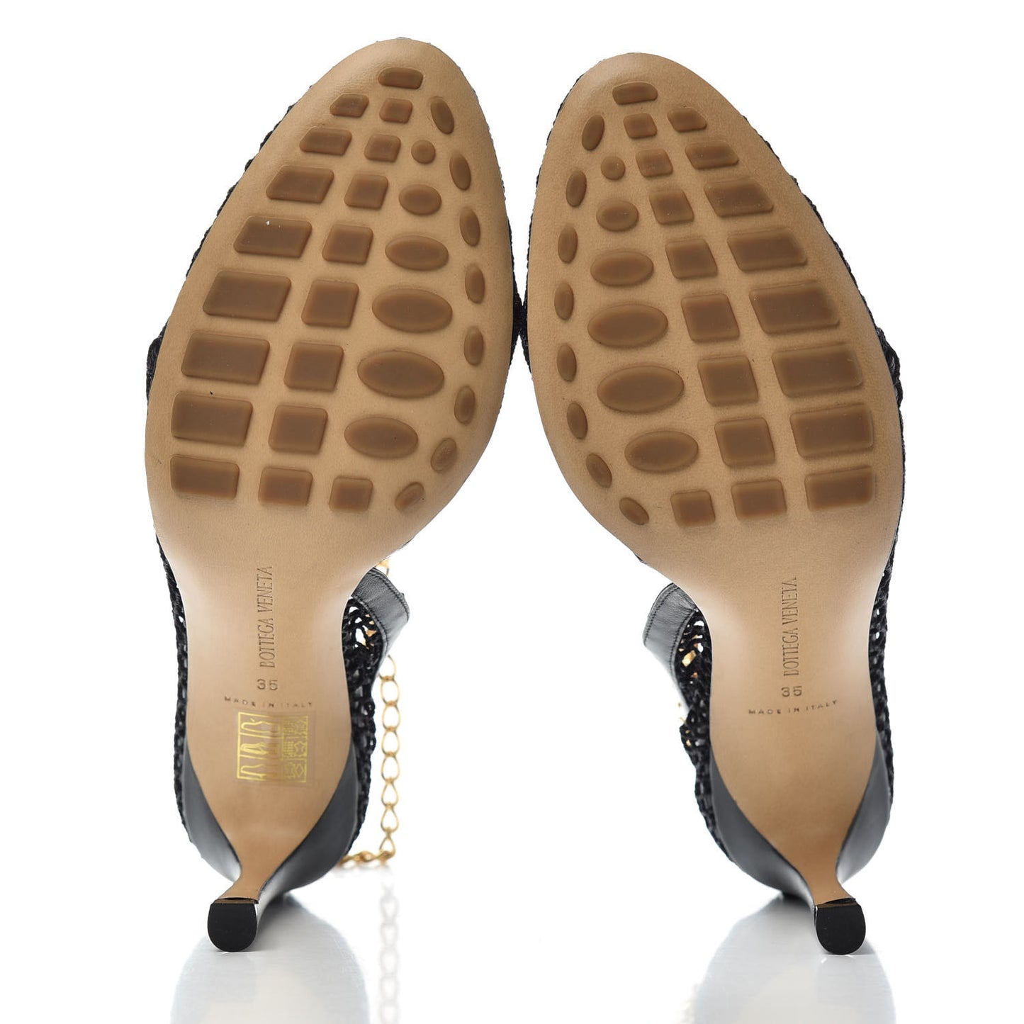 Mesh Nappa Chunky Chain Sandals 35 Black