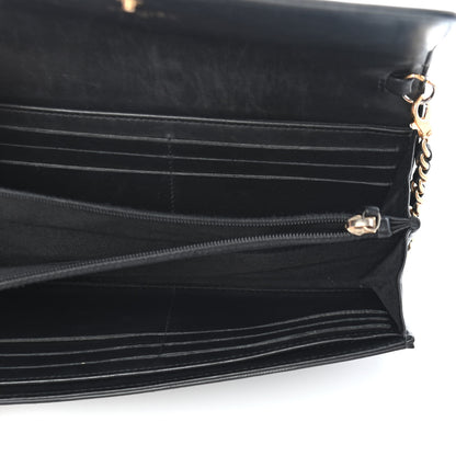 Chanel Calfskin Caviar Quilted Chevron Mixed Boy Wallet On Removable Chain Black 4 of 9