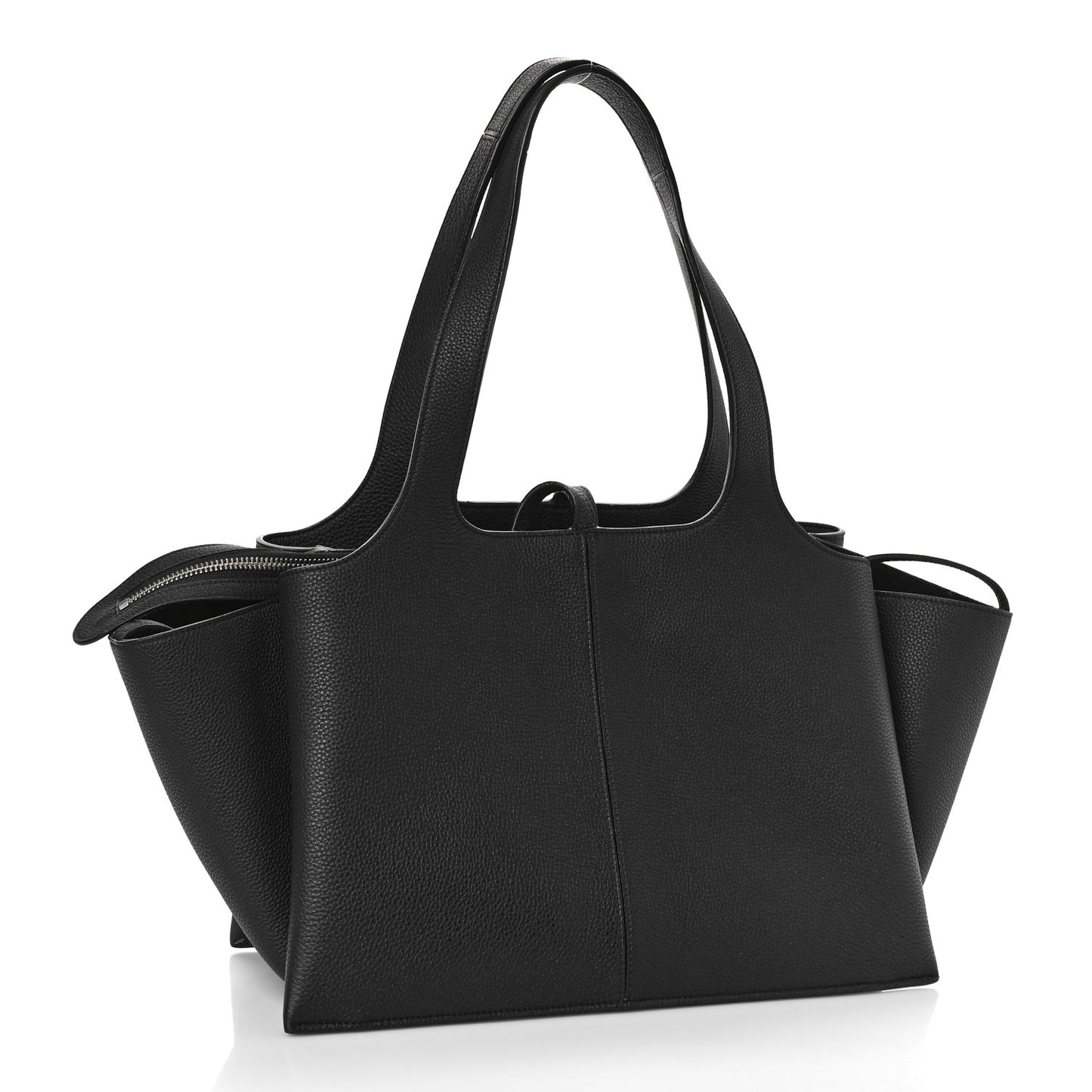 Baby Grained Calfskin Medium Tri-Fold Bag Black