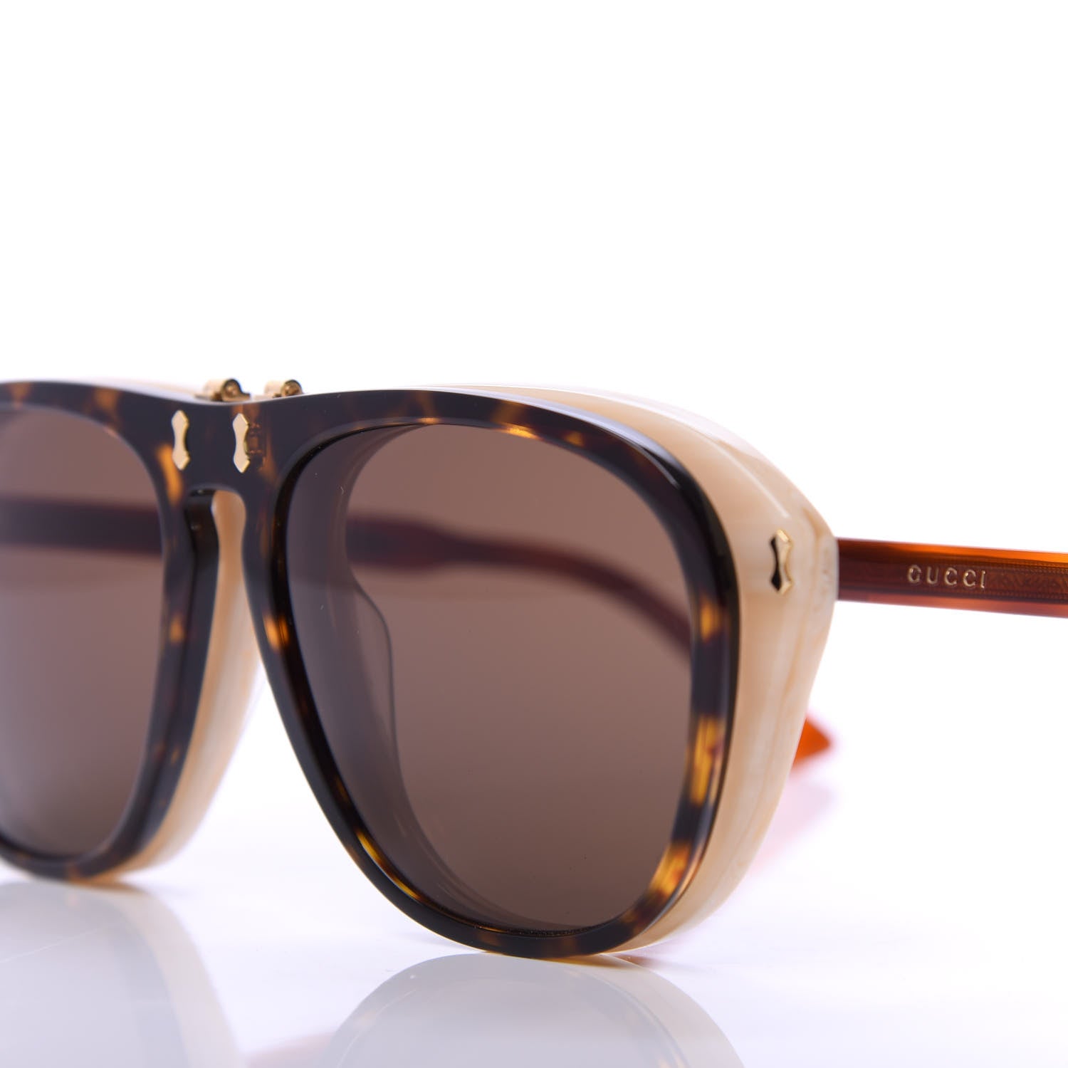 Gucci Acetate Flip Up Aviator Sunglasses GG0087S Havana 8 of 9