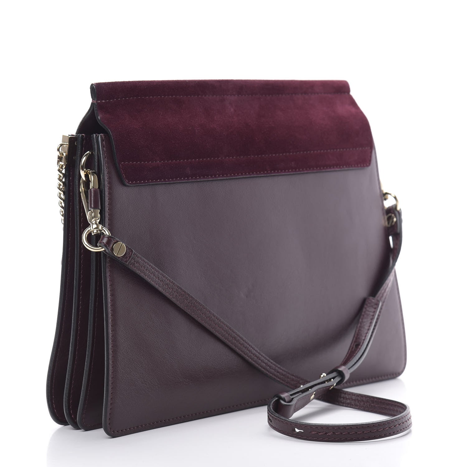 Chloe Calfskin Suede Medium Faye Shoulder Bag Plum Purple 3 of 13