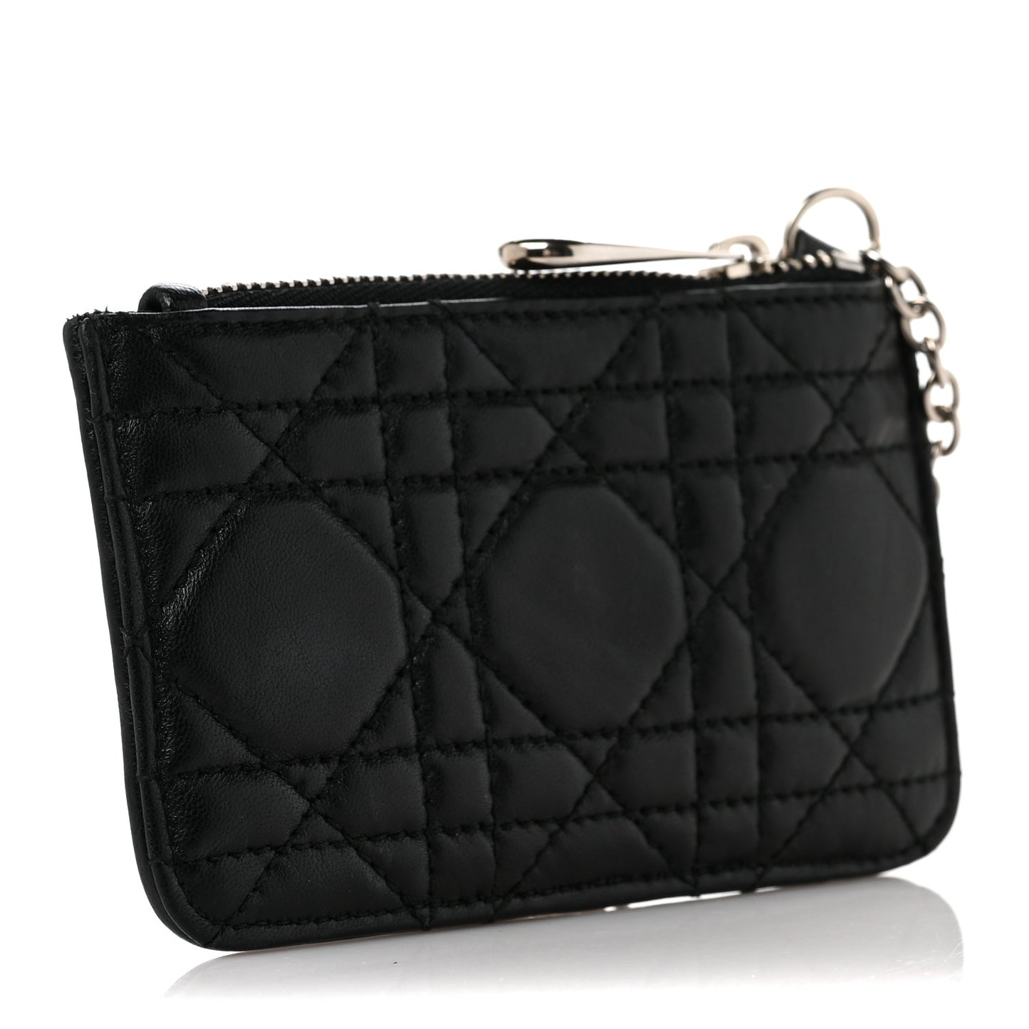 Lambskin Cannage Lady Dior Key Pouch Black