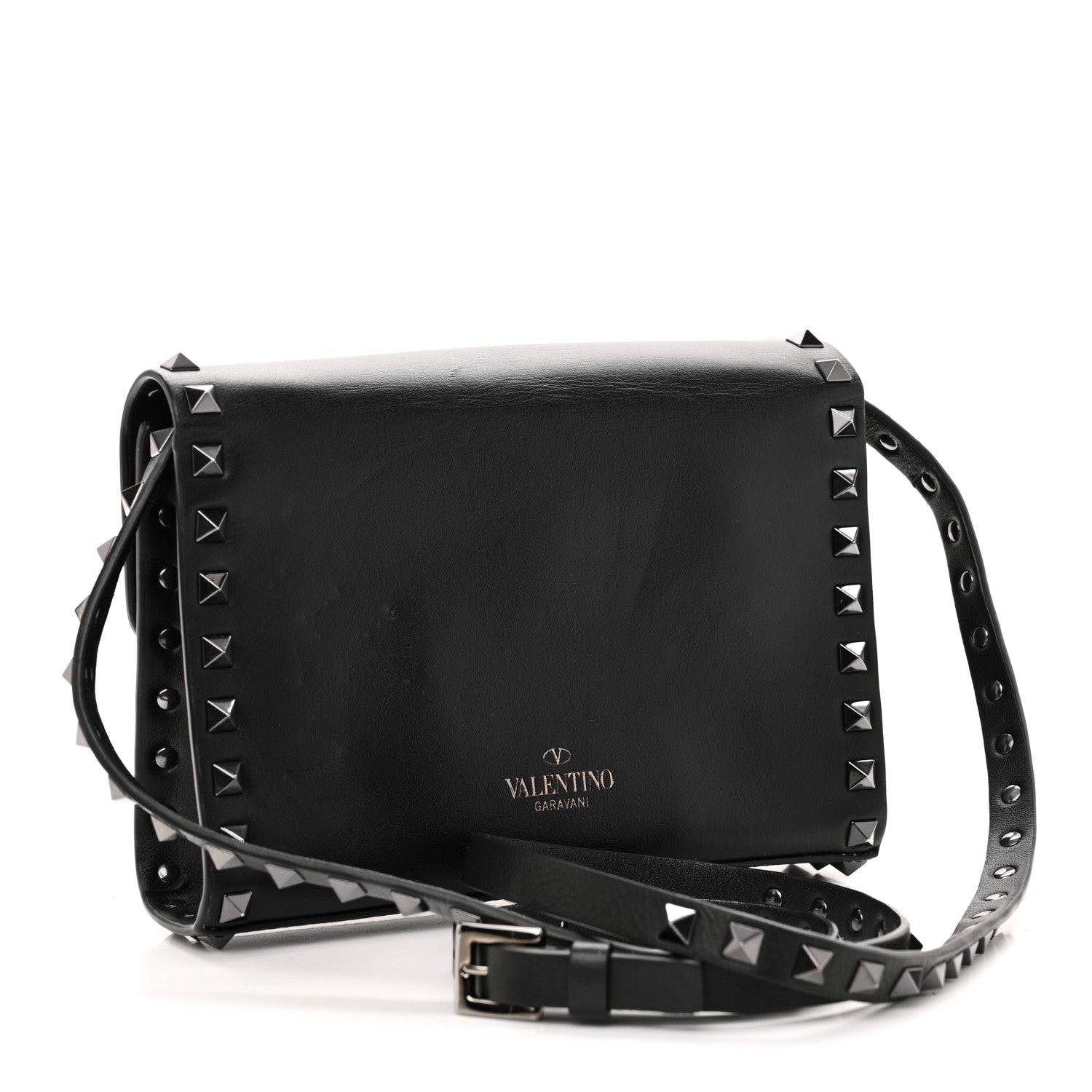 Valentino Garavani Vitello Monochrome Flap Crossbody Bag Black 3 of 9