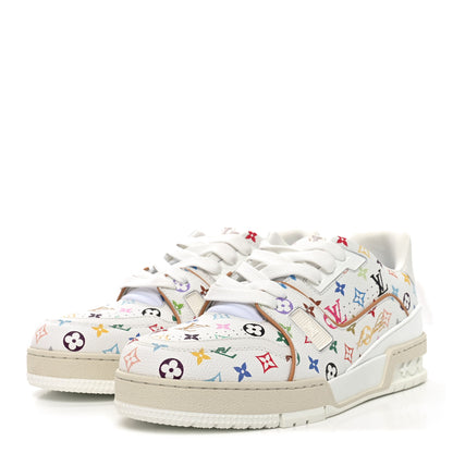 Louis Vuitton LV X TM Calfskin Monogram Multicolor Womens LV Trainer Sneakers 39 White Multicolor 4 of 11