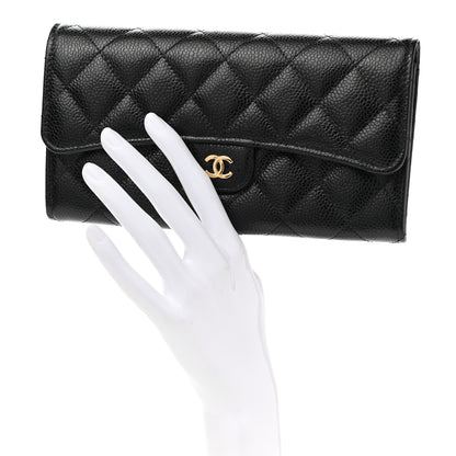 Chanel Caviar Quilted Large Gusset Flap Wallet Black 2 of 9