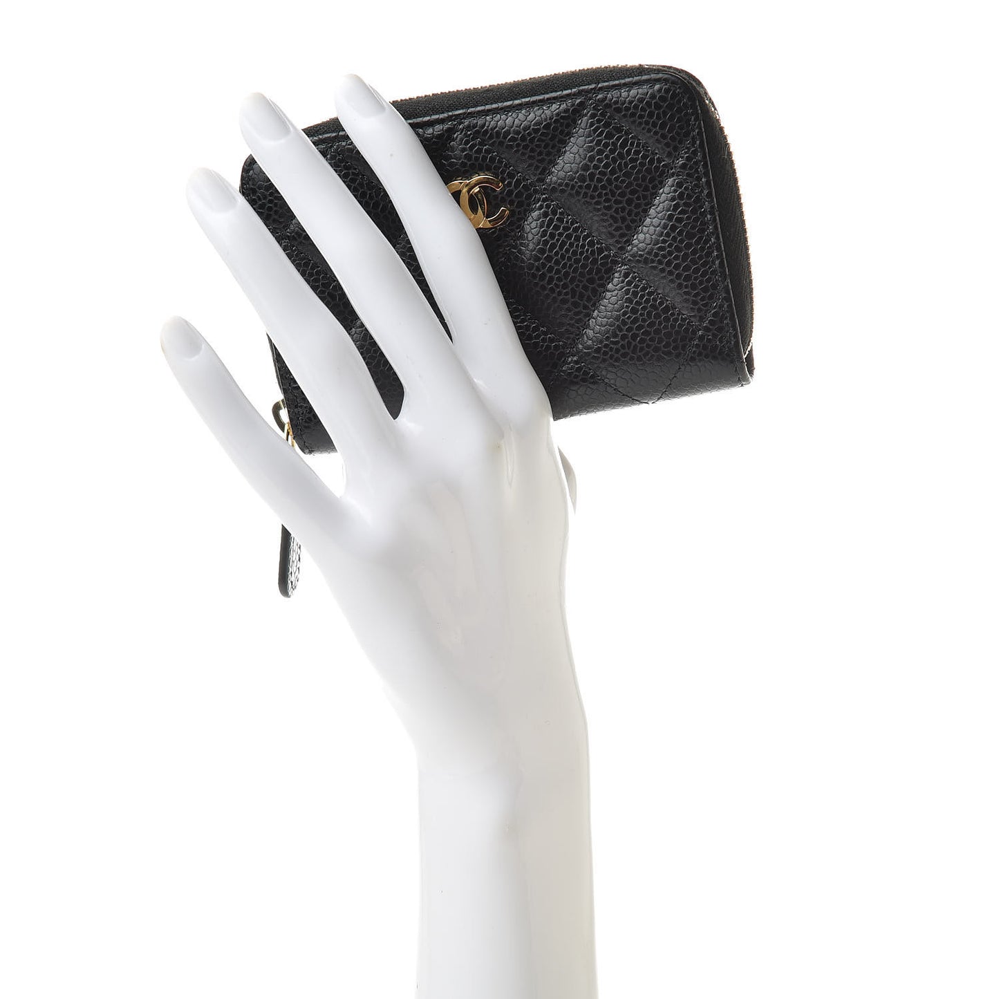 Caviar Quilted Zip Coin Purse Black