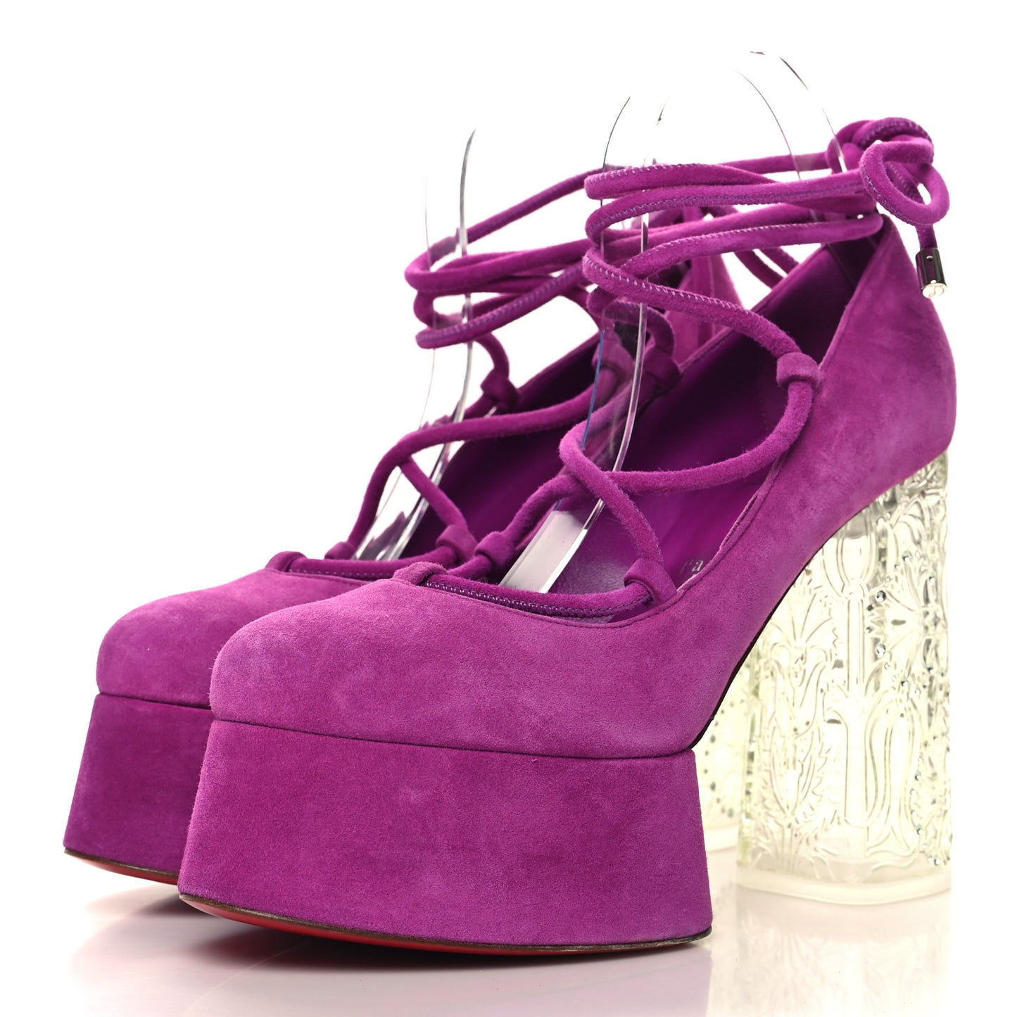 Veau Velours Loubi Mystery Yazefir 130mm Platform Pumps 39 Bougainvillier