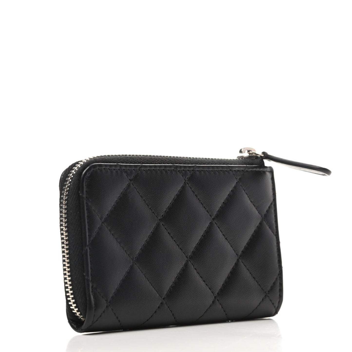 Lambskin Quilted Key Holder Case Black