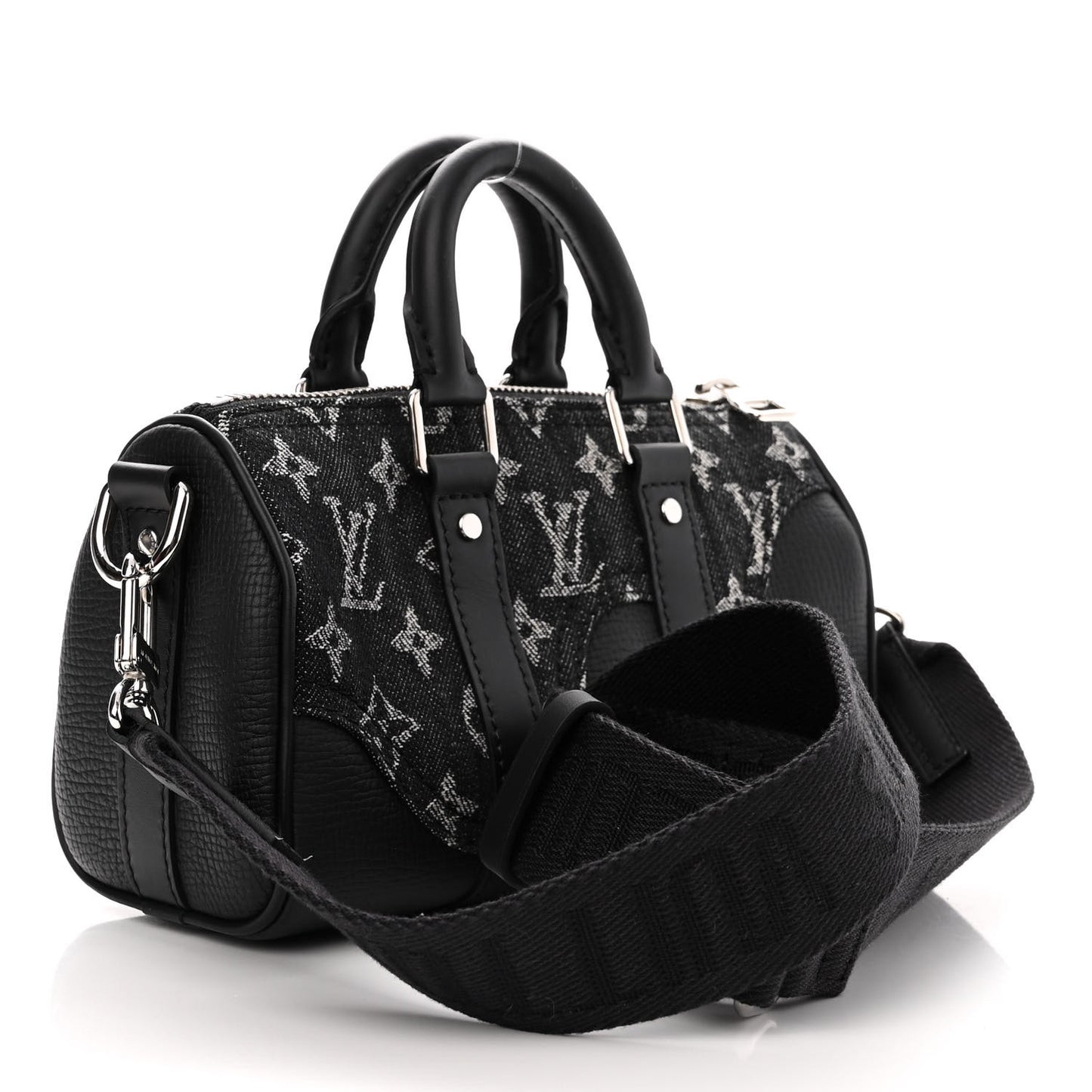X NIGO Taurillon Monogram Denim Drip Keepall XS Black