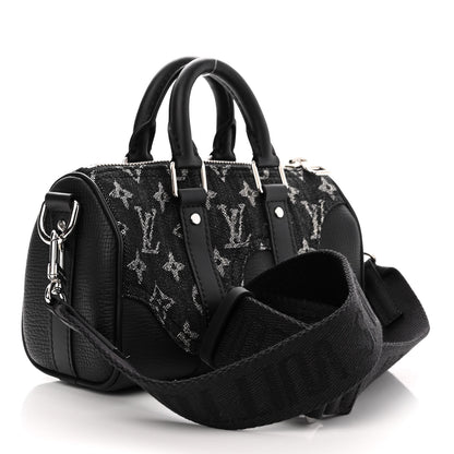 Louis Vuitton X NIGO Taurillon Monogram Denim Drip Keepall XS Black 3 of 12
