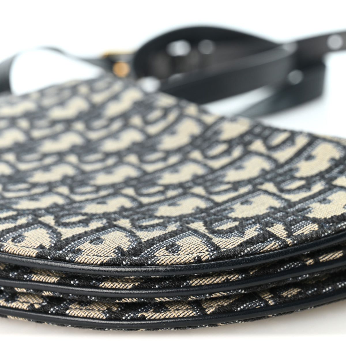 Oblique Saddle Pouch With Strap Navy Blue
