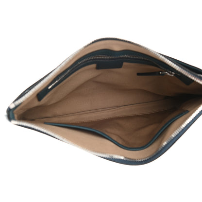 MCM Calfskin Ottomar Monogram Medium Crossbody Pouch Deep Teal 5 of 9