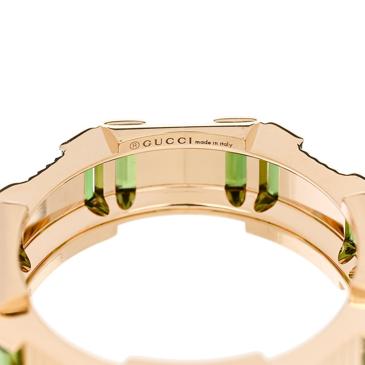 18K Yellow Gold Green Tourmaline 6mm Link to Love Ring 49 5