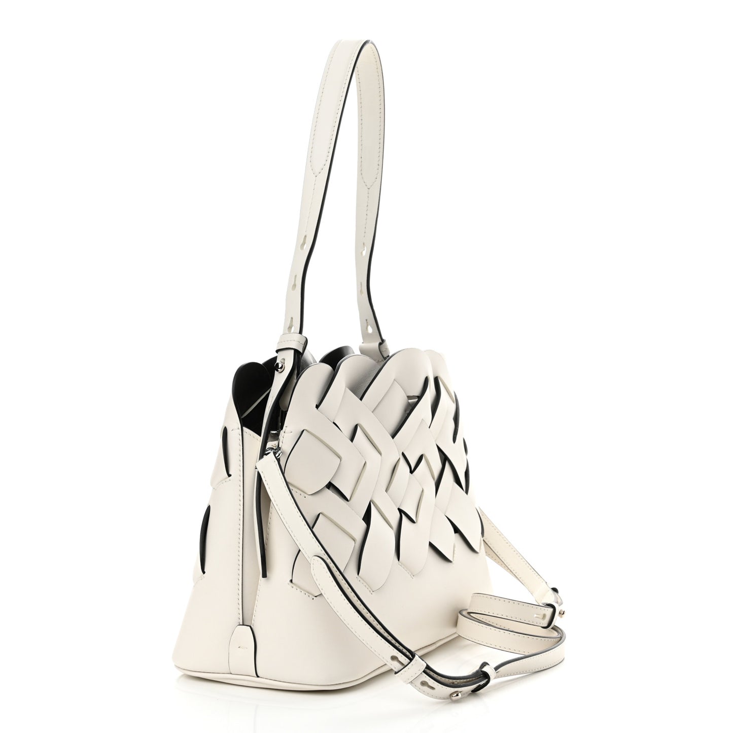 Vitello Intreccio Tress Handbag White Black