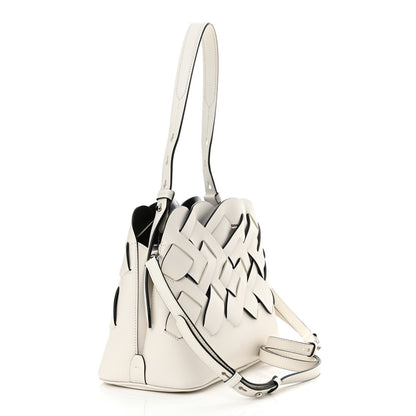 Prada Vitello Intreccio Tress Handbag White Black 3 of 10