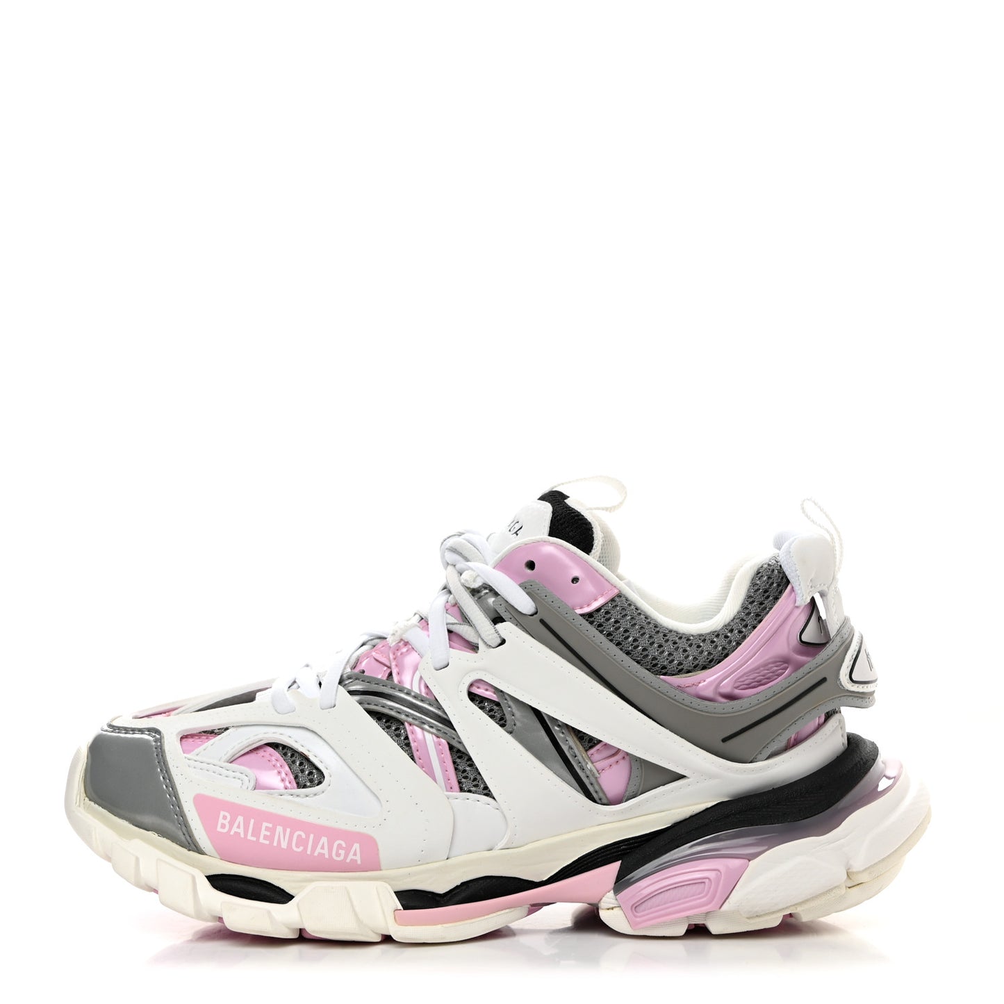 Mesh Rubber Tri-Color Womens Track Sneakers 37 White Pink Grey
