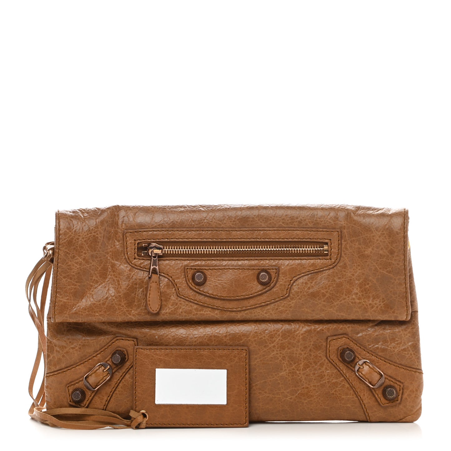 Agneau Giant 12 Gold Hardware Envelope Strap Clutch Cumin