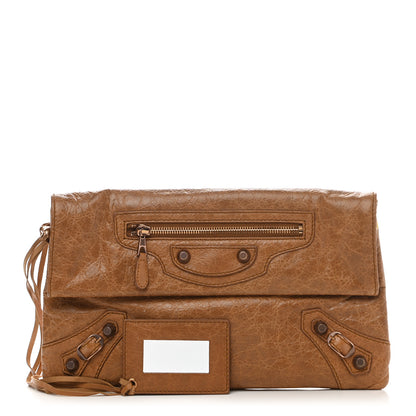 Balenciaga Agneau Giant 12 Gold Hardware Envelope Strap Clutch Cumin 1 of 9