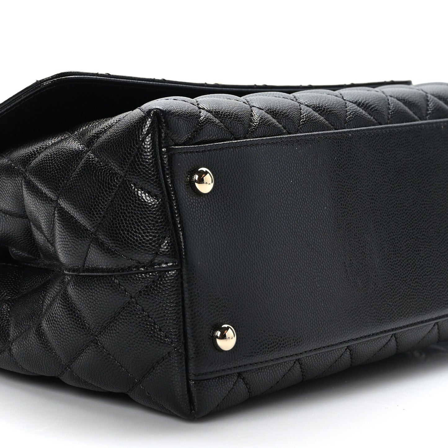 Caviar Quilted Small Coco Handle Flap Black