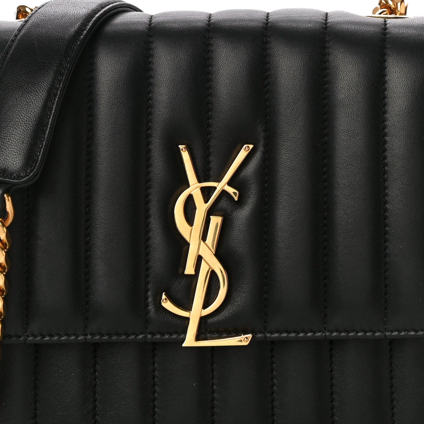 Lambskin Matelasse Monogram Medium Vicky Chain Bag Black