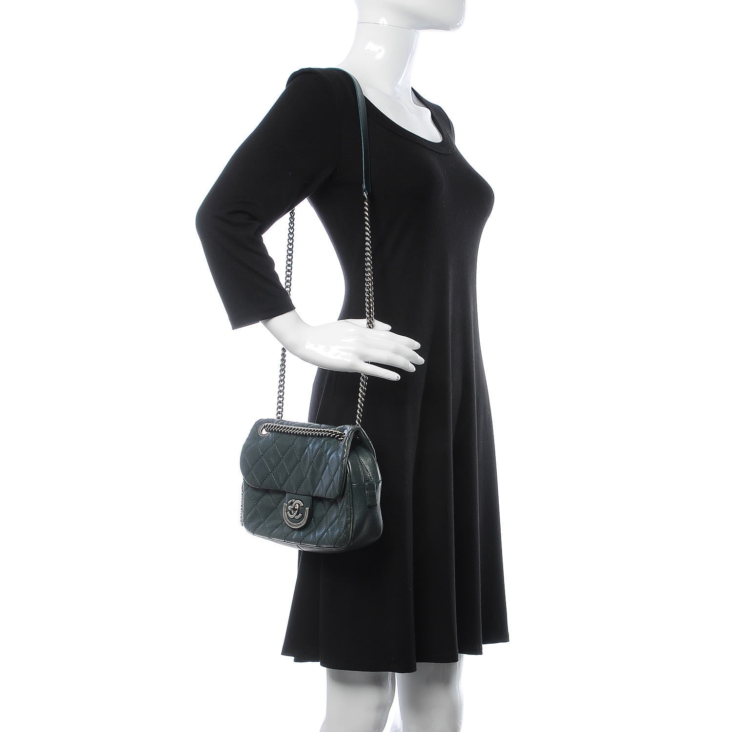 Chanel Calfskin Quilted Medium Coco Sporran Flap Dark Green 2 of 18