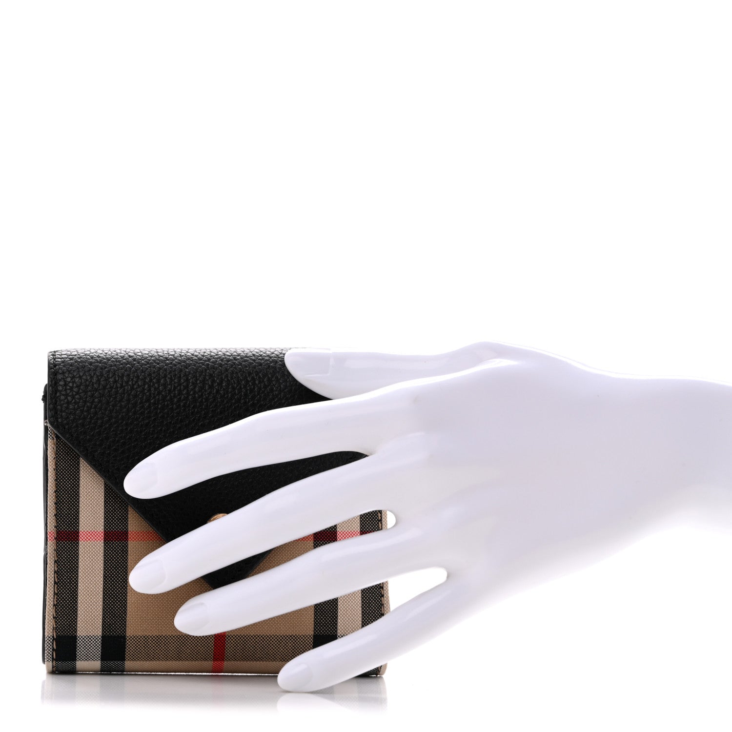 Burberry Grainy Calfskin Vintage Check Lila Tri-Fold Wallet Black 2 of 8
