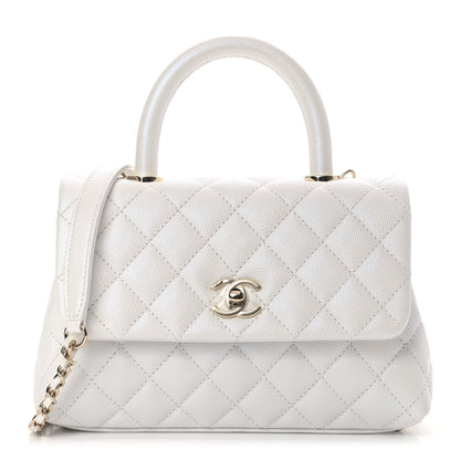 Chanel Iridescent Caviar Quilted Mini Coco Handle Flap White 1 of 11