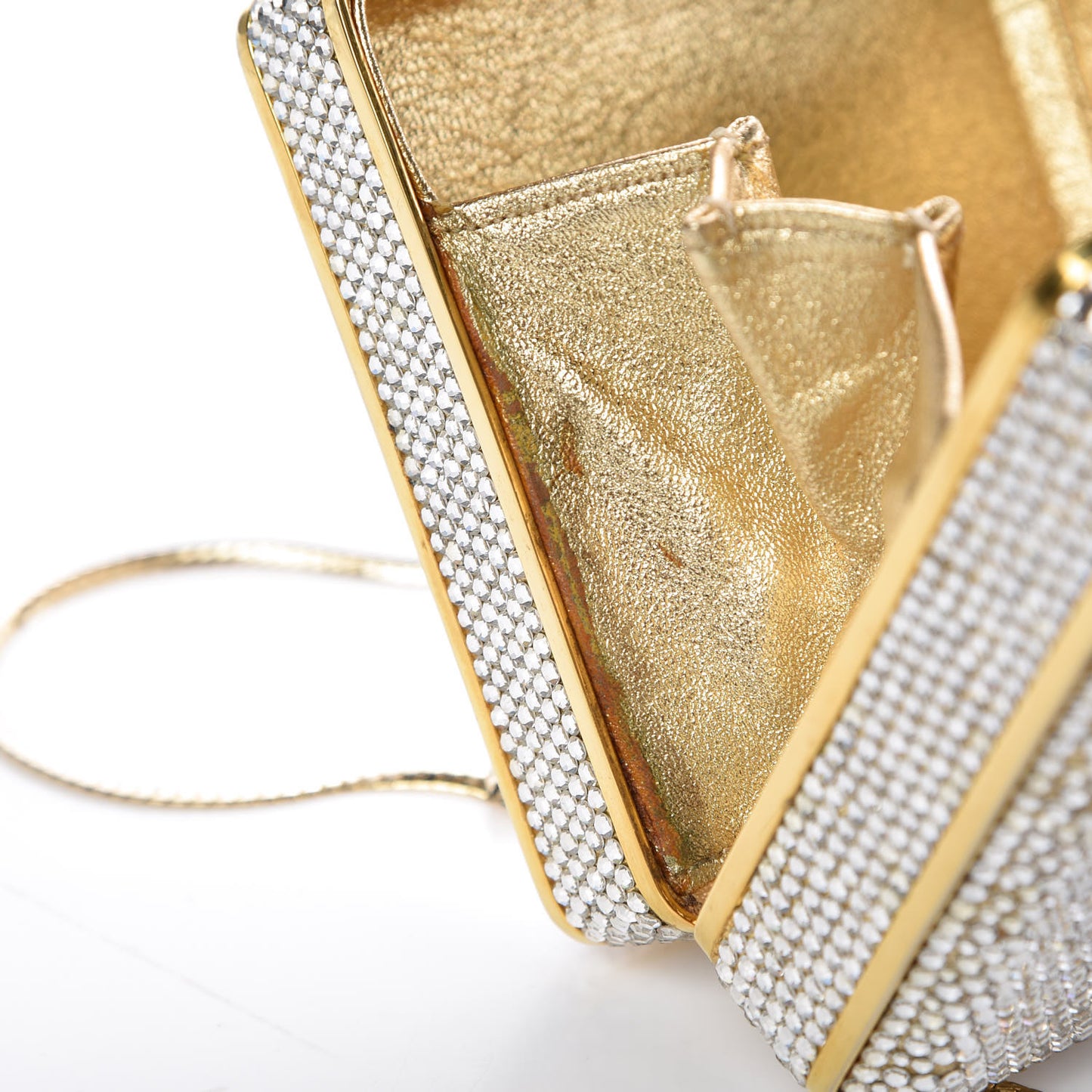 Swarovski Crystal Minaudière Clutch Silver Gold