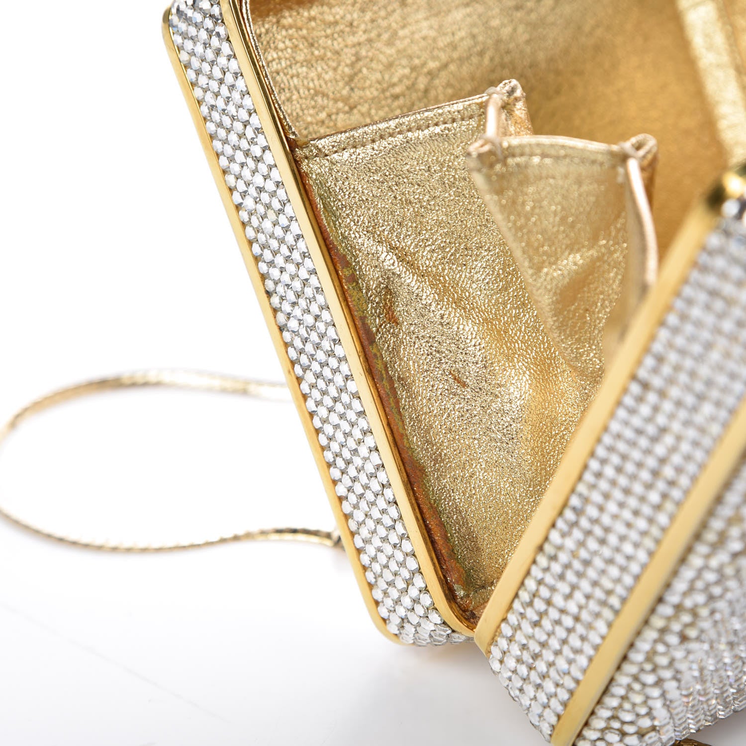 Judith Leiber Swarovski Crystal Minaudière Clutch Silver Gold 9 of 16