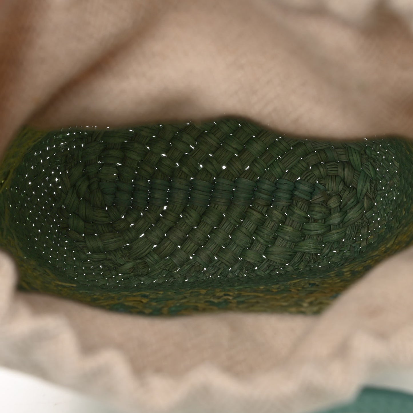 Calfskin Raffia Paulas Ibiza Square Bucket Bag in Natural Blue