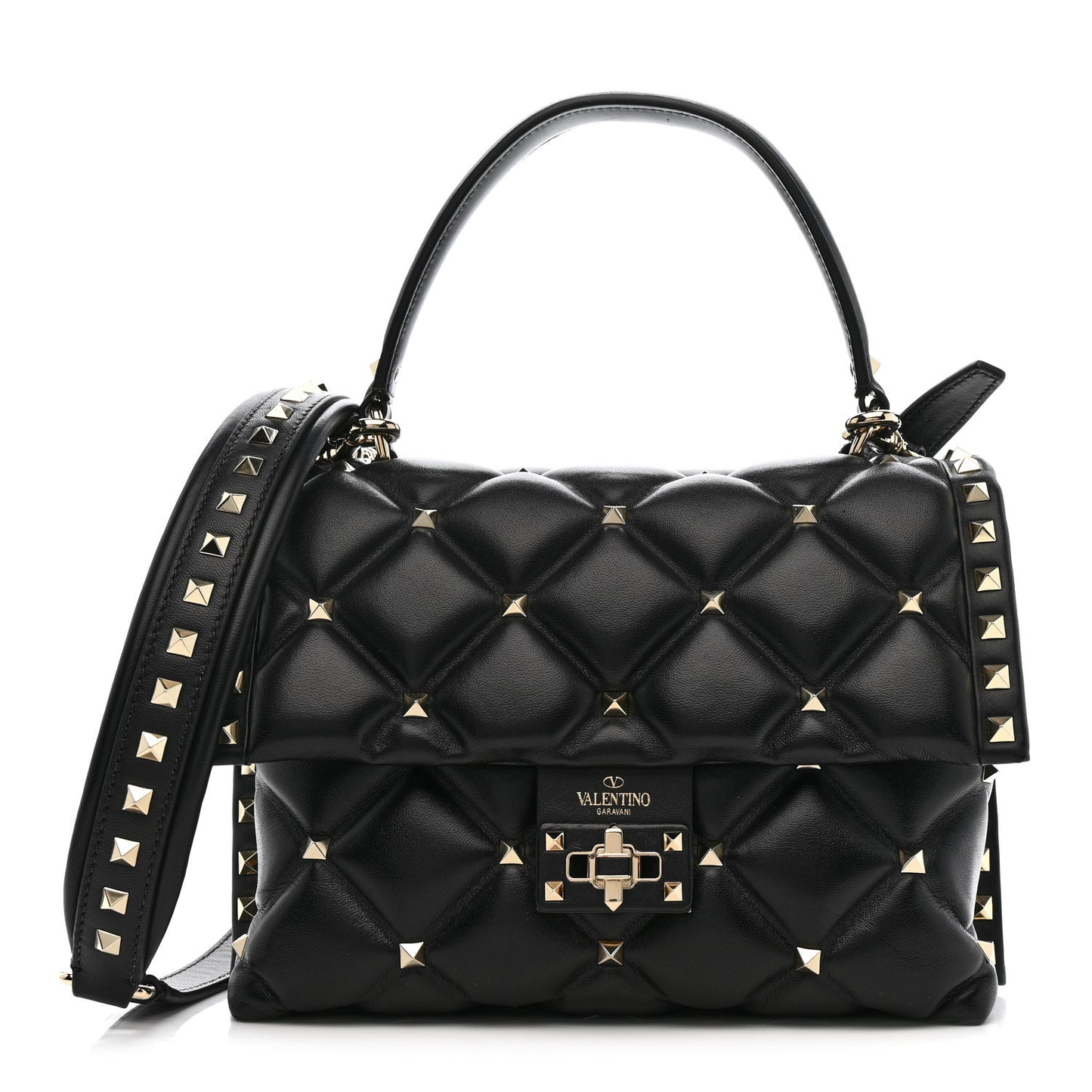 Nappa Medium Candystud Top Handle Bag Black